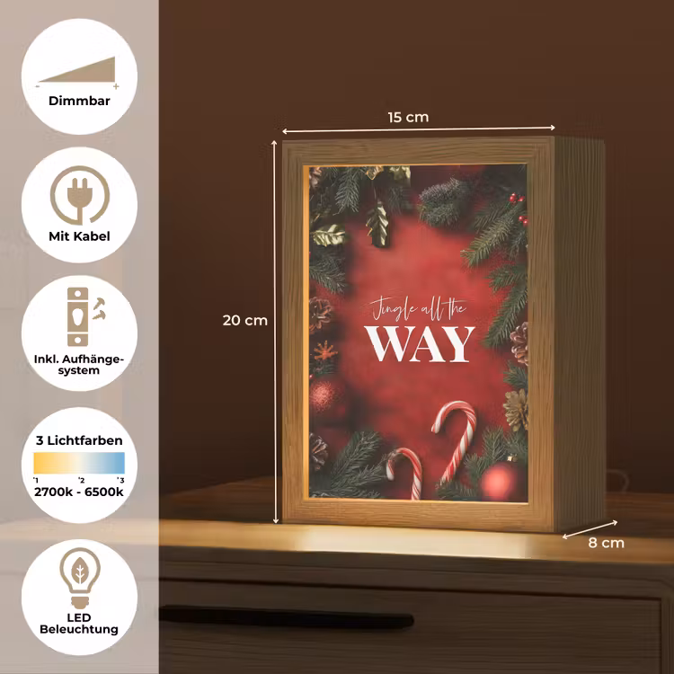Kerst - Quote - Rood - Kerstballen Light Box met kabel (Tafellamp) klein -USP_DE