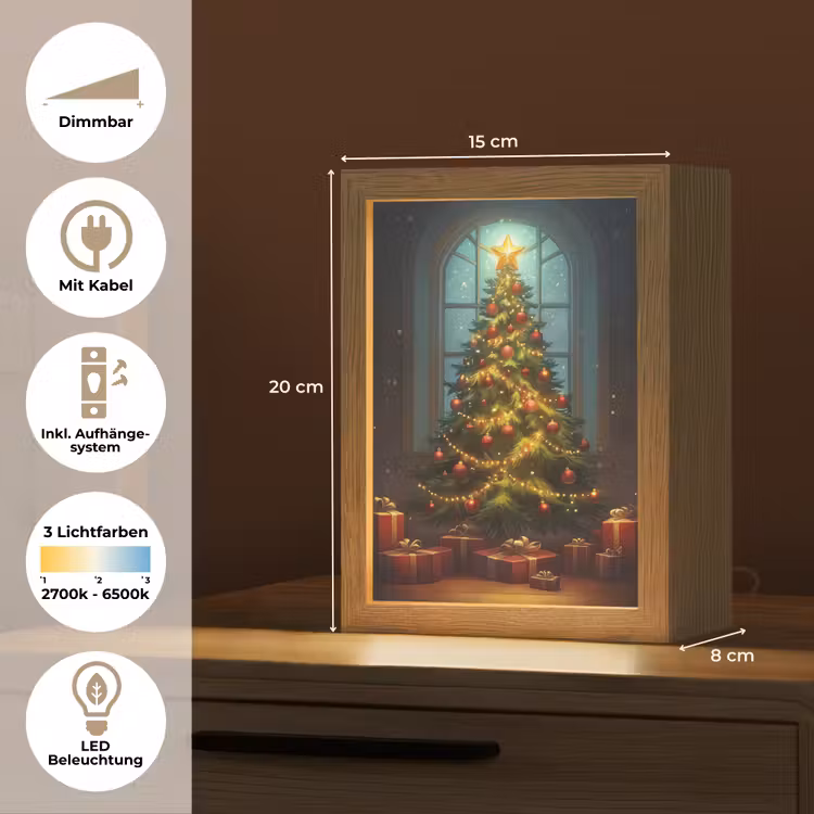 Kerstboom - Cadeau - Kerst - Winter Light Box met kabel (Tafellamp) klein -USP_DE