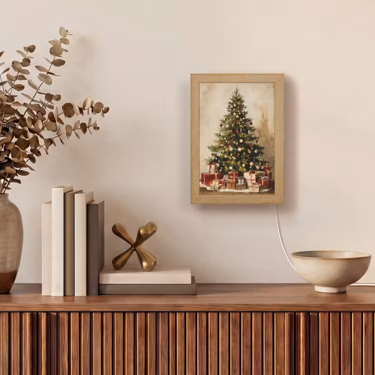 Kerstboom - Versierd - Kleurrijk Light Box met kabel (Tafellamp) klein -sfeer2