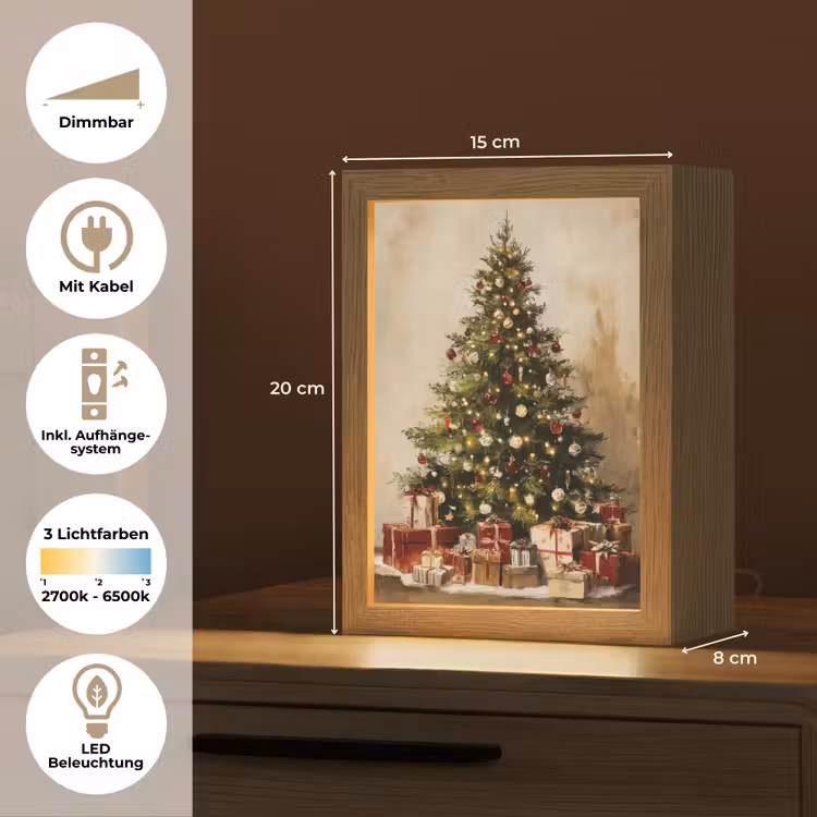 Kerstboom - Versierd - Kleurrijk Light Box met kabel (Tafellamp) klein -USP_DE