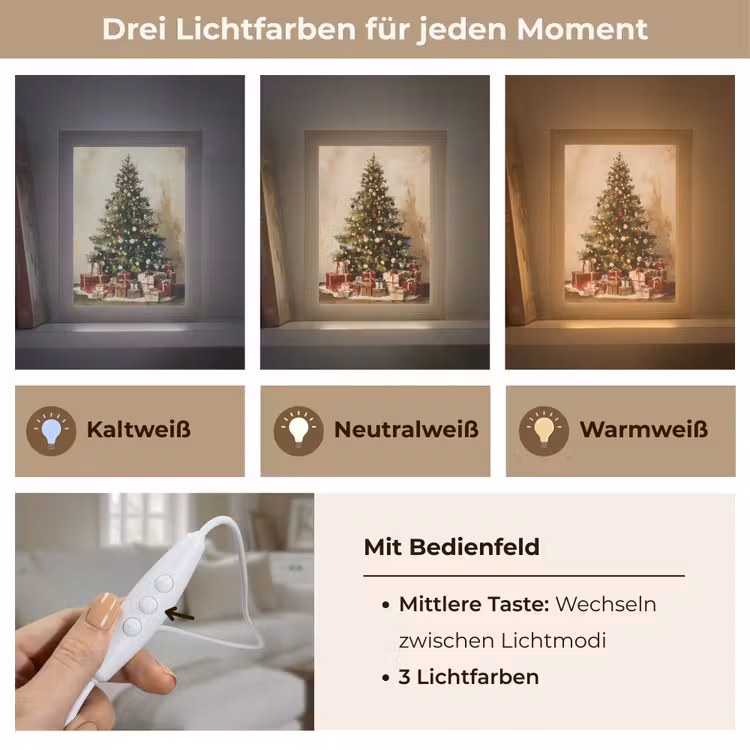 Kerstboom - Versierd - Kleurrijk Light Box met kabel (Tafellamp) klein -USP_lichtkleurDE