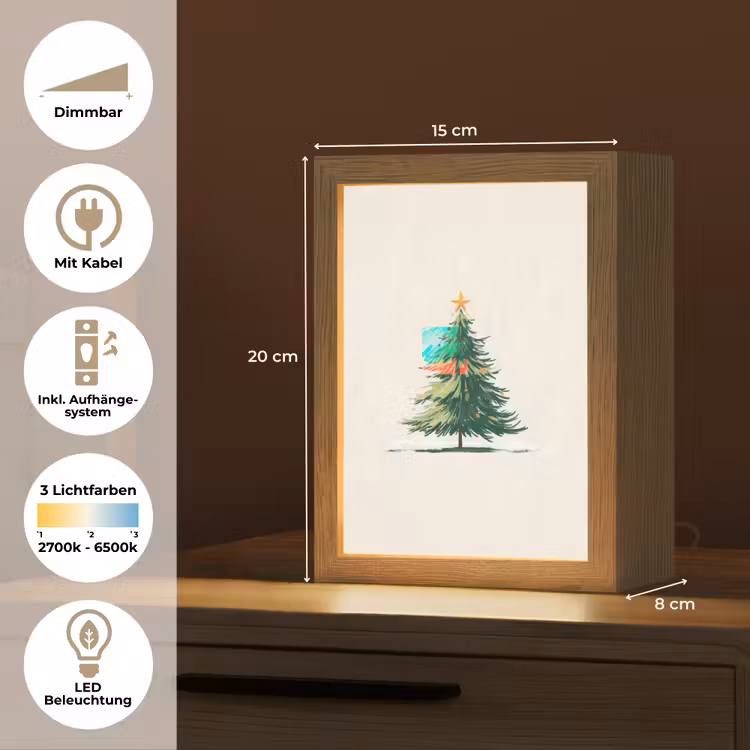 Kerstboom - Illustratie - Ster - Sneeuw Light Box met kabel (Tafellamp) klein -USP_DE