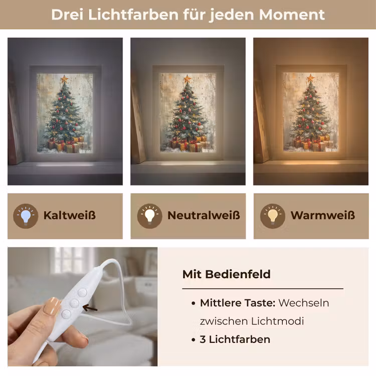 Kerstboom - Vintage - Kerst - Cadeau Light Box met kabel (Tafellamp) klein -USP_lichtkleurDE