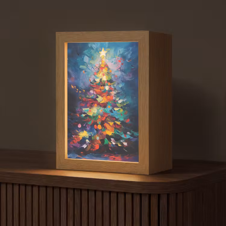 Kerstboom - Kerst - Abstract - Kleurrijk Light Box met kabel (Tafellamp) klein -z3d_website