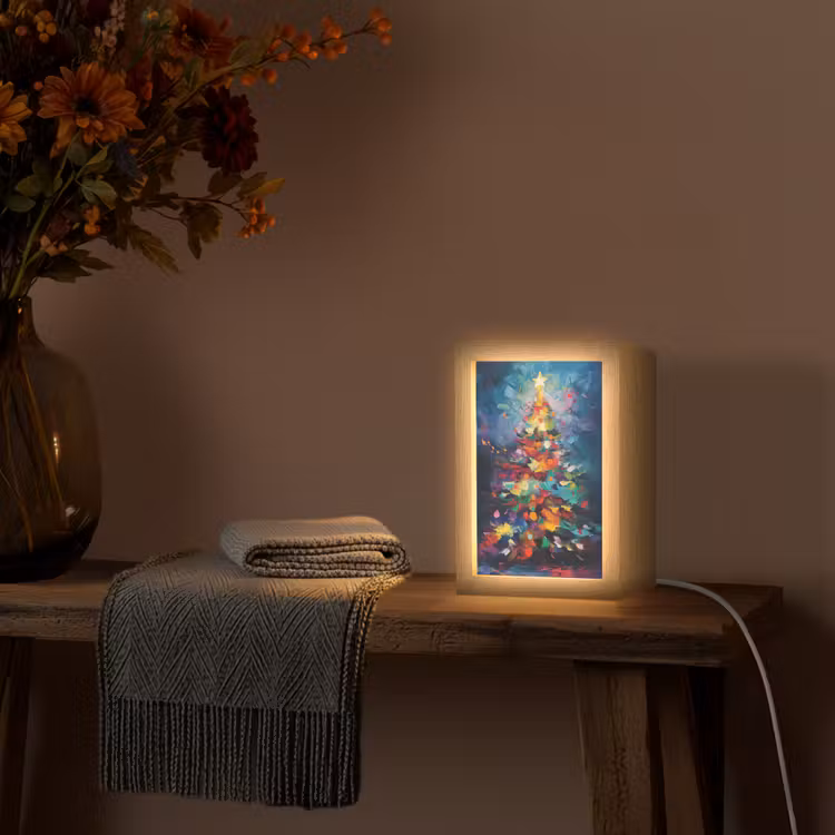 Kerstboom - Kerst - Abstract - Kleurrijk Light Box met kabel (Tafellamp) klein -sfeer4