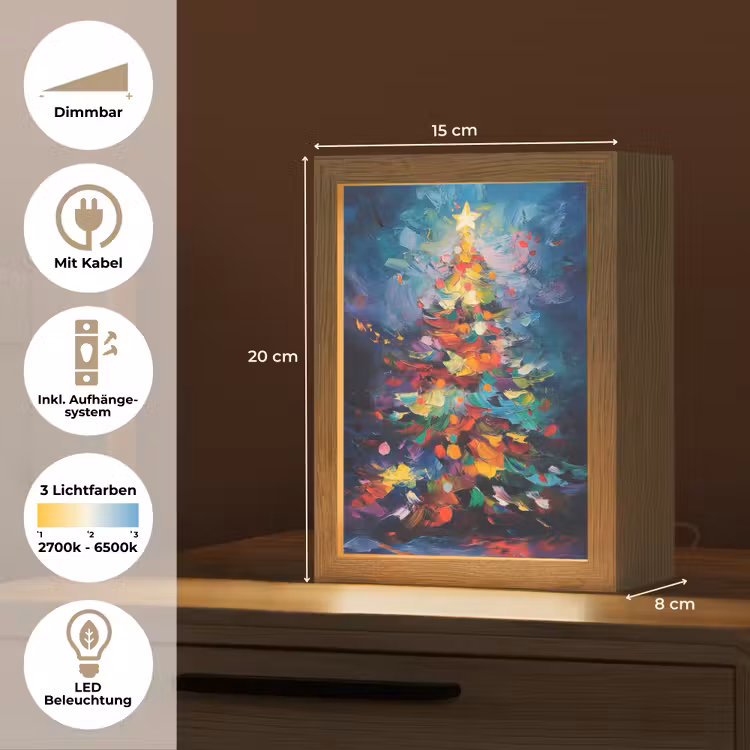 Kerstboom - Kerst - Abstract - Kleurrijk Light Box met kabel (Tafellamp) klein -USP_DE