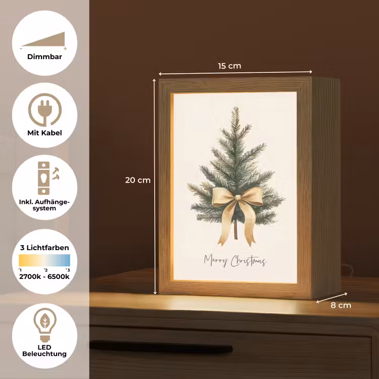 Kerstboom - Kerst - Merry Christmas - Beige Light Box met kabel (Tafellamp) klein -USP_DE