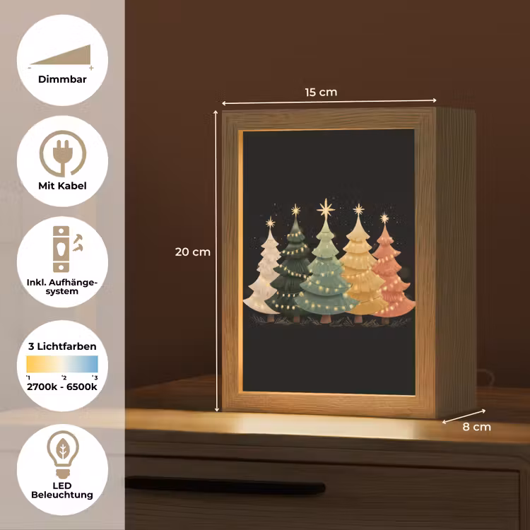 Kerstbomen - Kleurrijk - Lichtjes - Ster Light Box met kabel (Tafellamp) klein -USP_DE