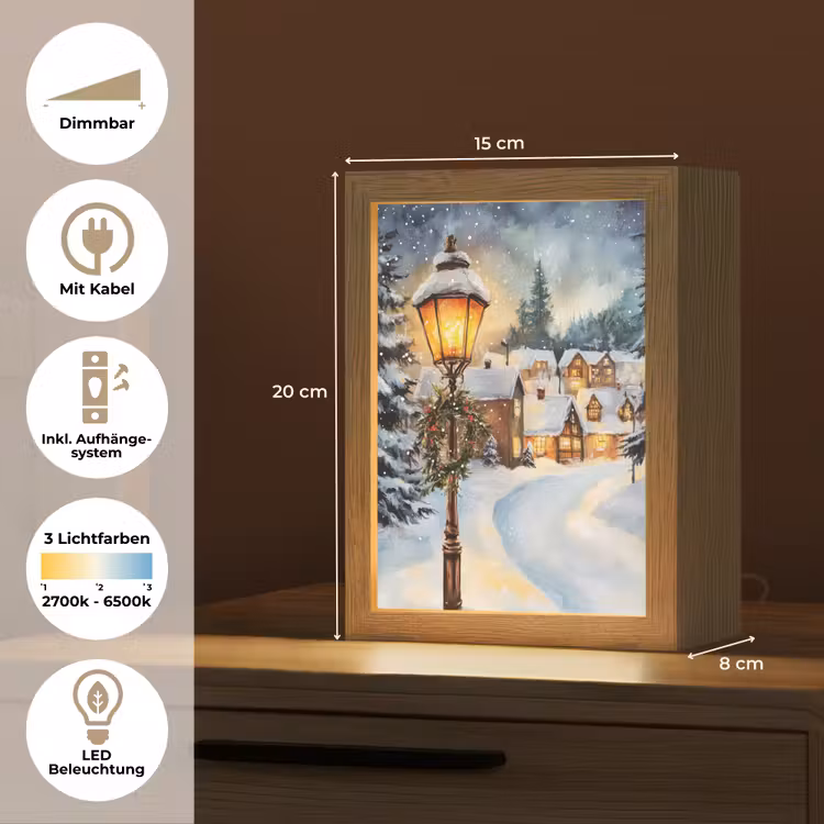 Kerstdorp - Huizen - Sneeuw - Kerst Light Box met kabel (Tafellamp) klein -USP_DE
