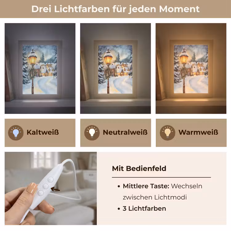Kerstdorp - Huizen - Sneeuw - Kerst Light Box met kabel (Tafellamp) klein -USP_lichtkleurDE