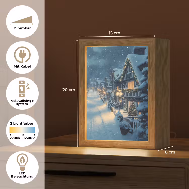 Kerstdorp - Kerst - Sneeuw - Winter Light Box met kabel (Tafellamp) klein -USP_DE