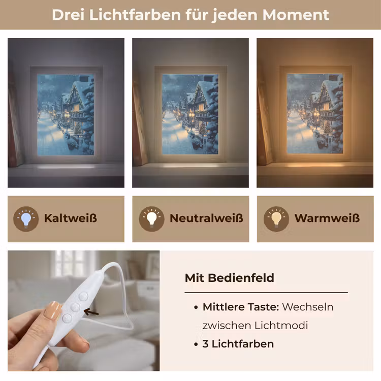 Kerstdorp - Kerst - Sneeuw - Winter Light Box met kabel (Tafellamp) klein -USP_lichtkleurDE