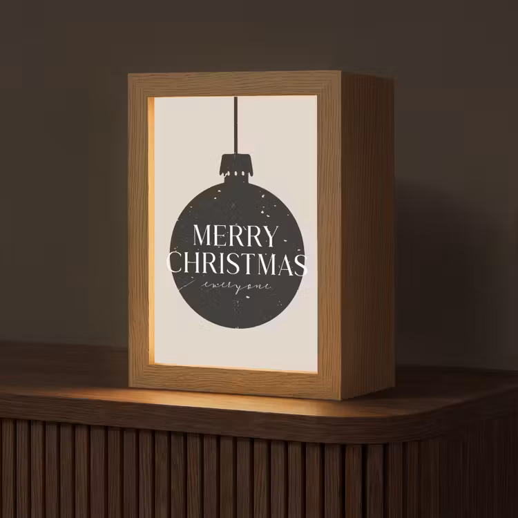 Kerstballen - Japandi - Christmas - Zwarte kerstballen Light Box met kabel (Tafellamp) klein -z3d_website