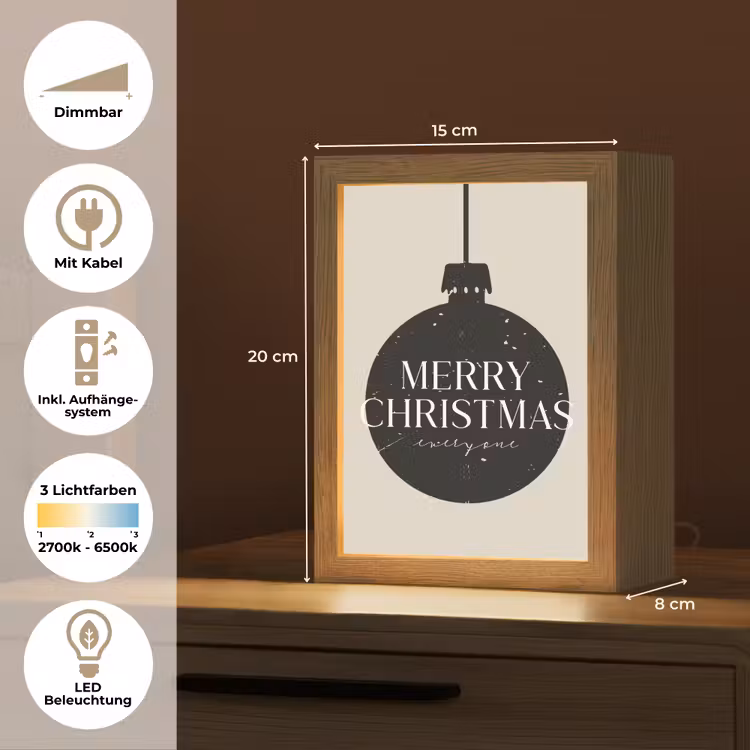 Kerstballen - Japandi - Christmas - Zwarte kerstballen Light Box met kabel (Tafellamp) klein -USP_DE