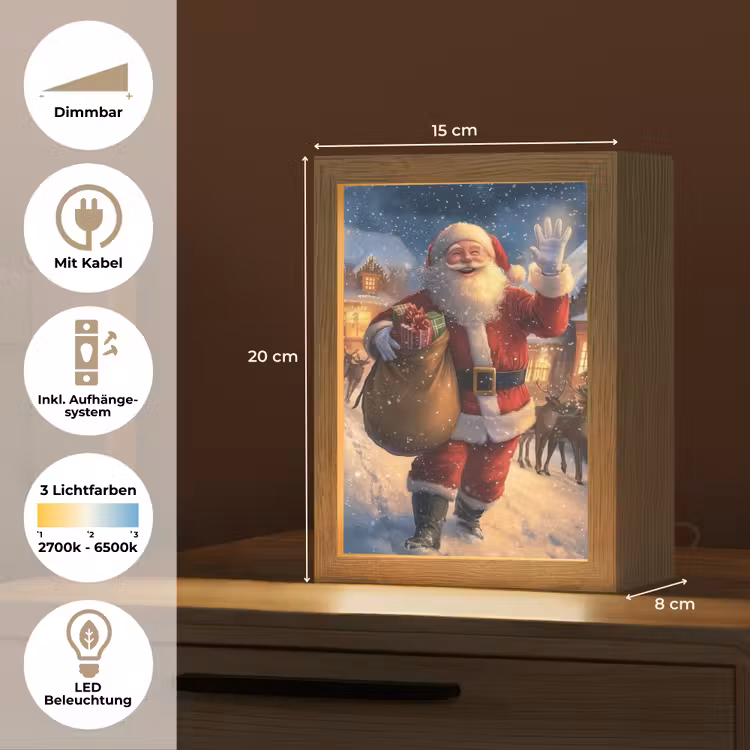 Kerstman - Dorp - Hert - Donker Light Box met kabel (Tafellamp) klein -USP_DE