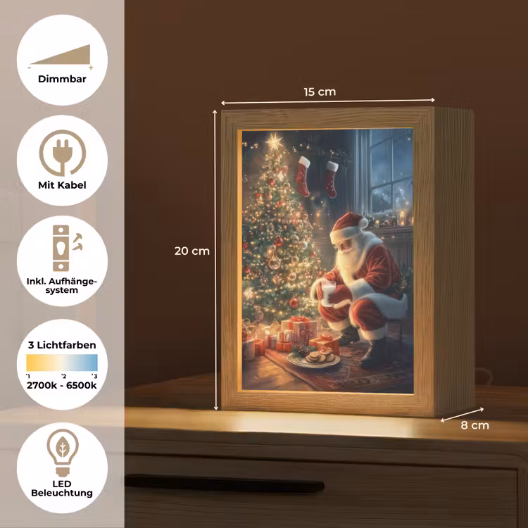 Kerstman - Haard - Donker Light Box met kabel (Tafellamp) klein -USP_DE