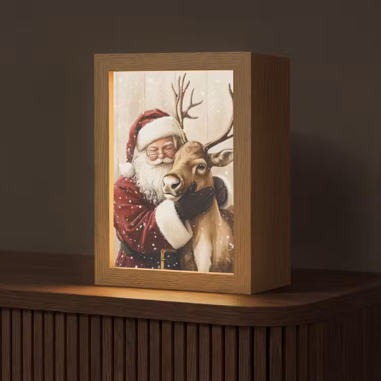 Kerstman - Rendier - Sneeuw - Kleurrijk Light Box met kabel (Tafellamp) klein -z3d_website