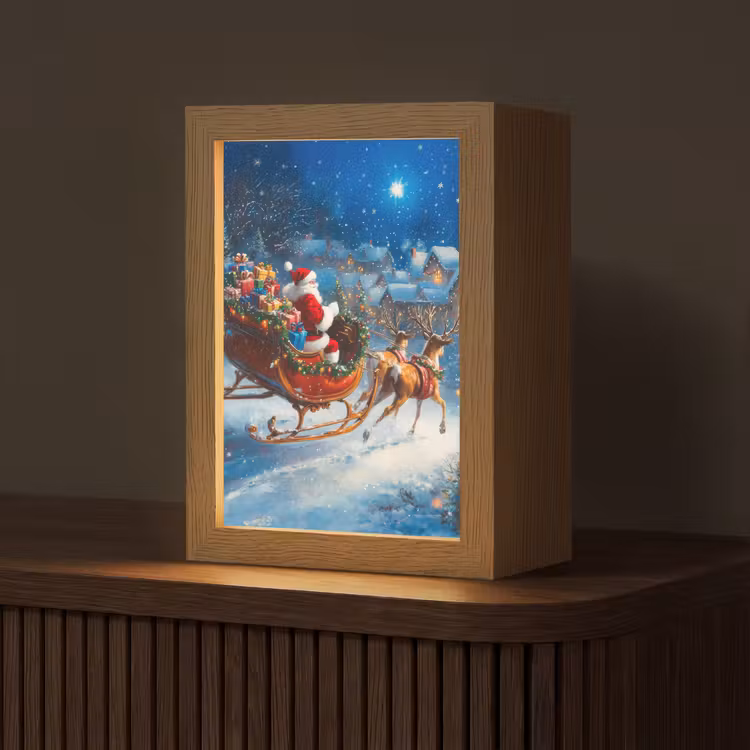 Kerstman - Rendier - Kerst - Sneeuw Light Box met kabel (Tafellamp) klein -z3d_website