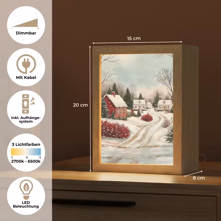 Kerstsfeer - Landelijk - Rood Light Box met kabel (Tafellamp) klein -USP_DE