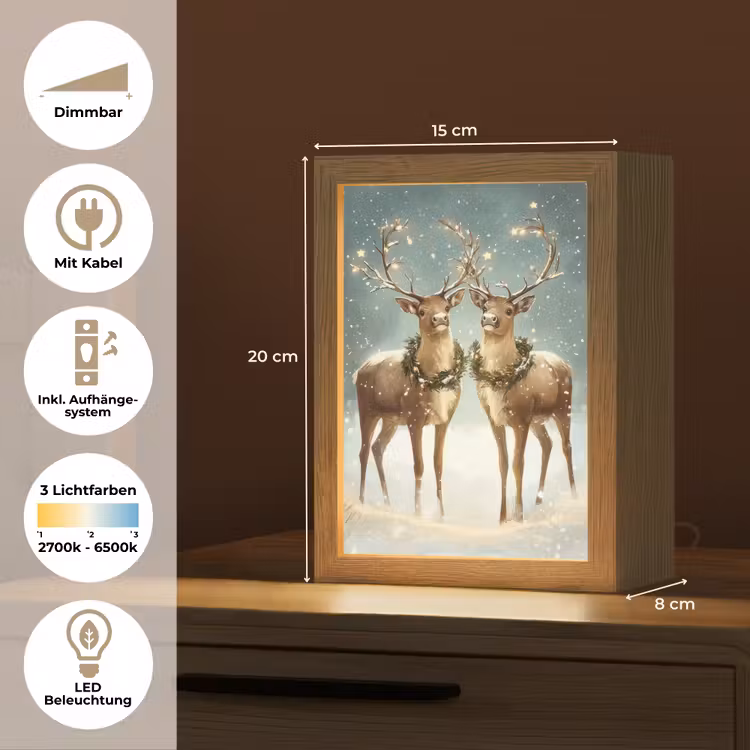 Kerstmagie - Winterwoud - Rendier Light Box met kabel (Tafellamp) klein -USP_DE
