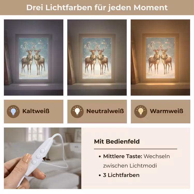 Kerstmagie - Winterwoud - Rendier Light Box met kabel (Tafellamp) klein -USP_lichtkleurDE