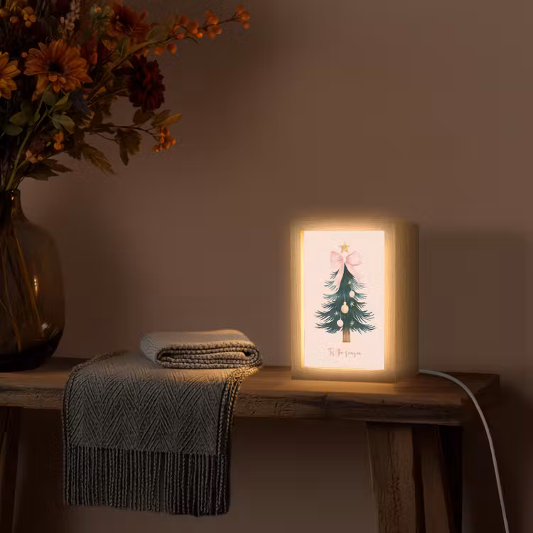 Christmas Season - Kerst - Kerstboom - Roze Light Box met kabel (Tafellamp) klein -sfeer4