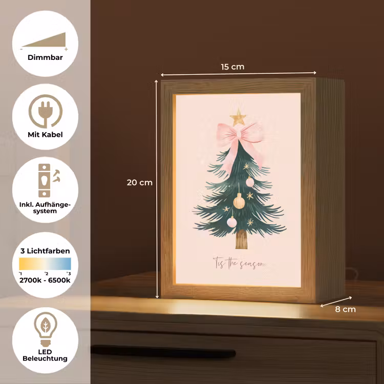 Christmas Season - Kerst - Kerstboom - Roze Light Box met kabel (Tafellamp) klein -USP_DE