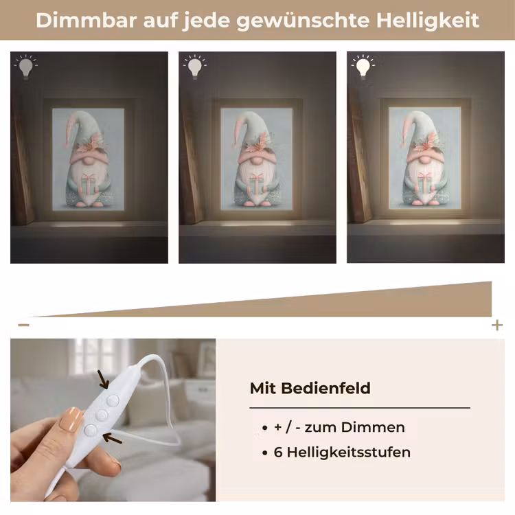 Kerstgnome - Cadeau - Groen Light Box met kabel (Tafellamp) klein -USP_dimbaarDE