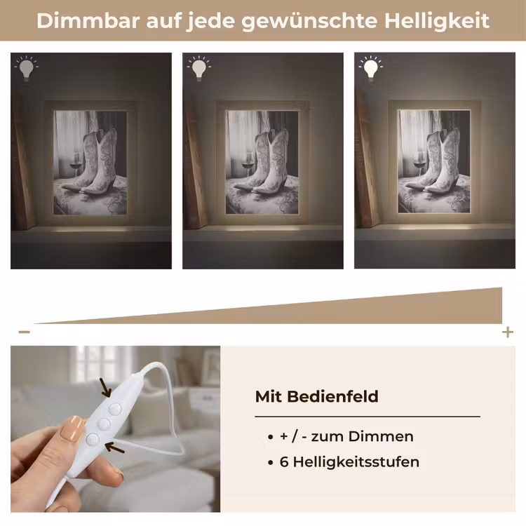 Wijn - Cowboylaarzen - Raamlicht - Wit Light Box met kabel (Tafellamp) klein -USP_dimbaarDE
