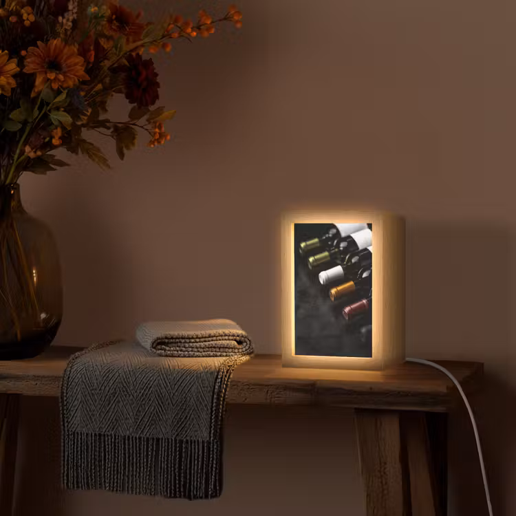 Wijn - Flessen - Variatie - Smaken Light Box met kabel (Tafellamp) klein -sfeer4