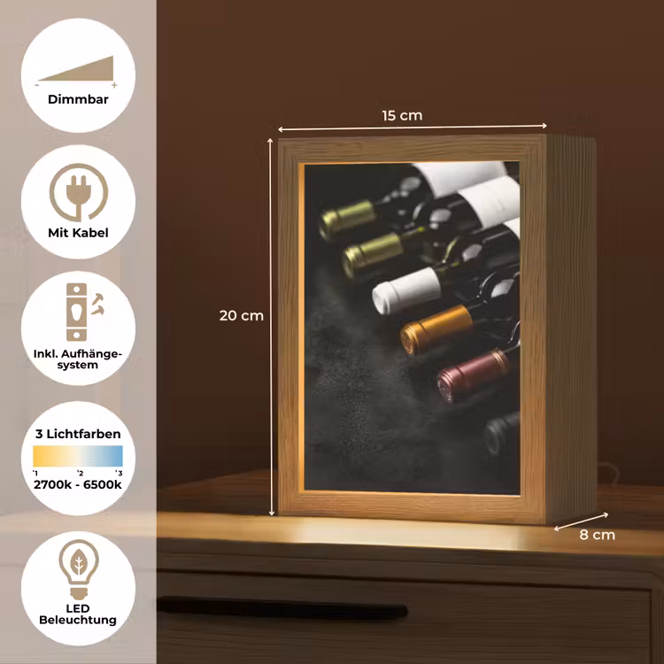 Wijn - Flessen - Variatie - Smaken Light Box met kabel (Tafellamp) klein -USP_DE