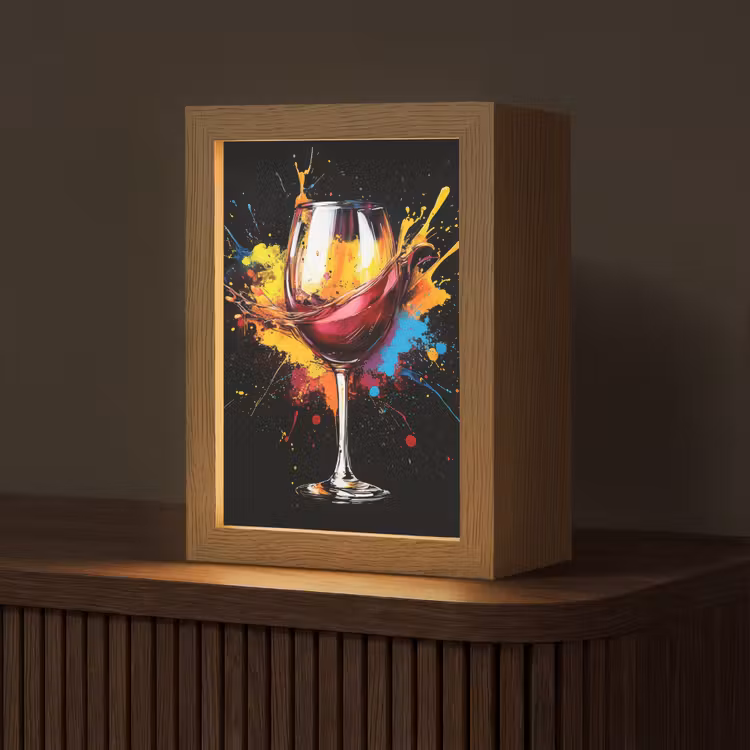 Wijn - Glas - Graffiti - Borrel - Rood - Verf Light Box met kabel (Tafellamp) klein -z3d_website