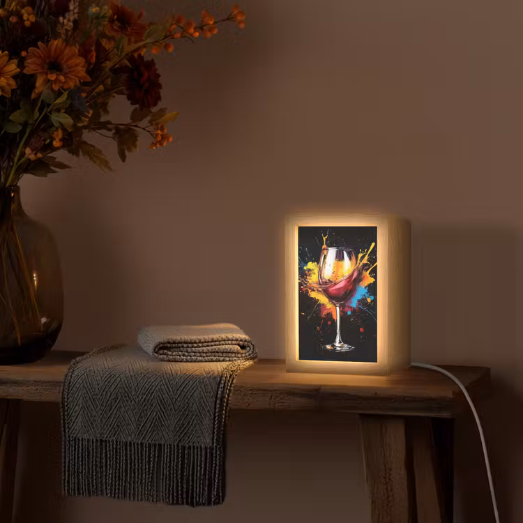 Wijn - Glas - Graffiti - Borrel - Rood - Verf Light Box met kabel (Tafellamp) klein -sfeer4