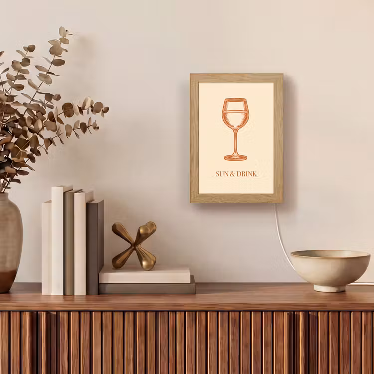 Wijn - Zomer - Quote - Oranje Light Box met kabel (Tafellamp) klein -sfeer2
