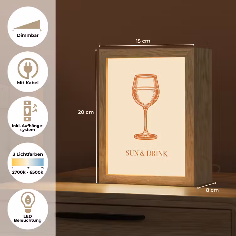 Wijn - Zomer - Quote - Oranje Light Box met kabel (Tafellamp) klein -USP_DE