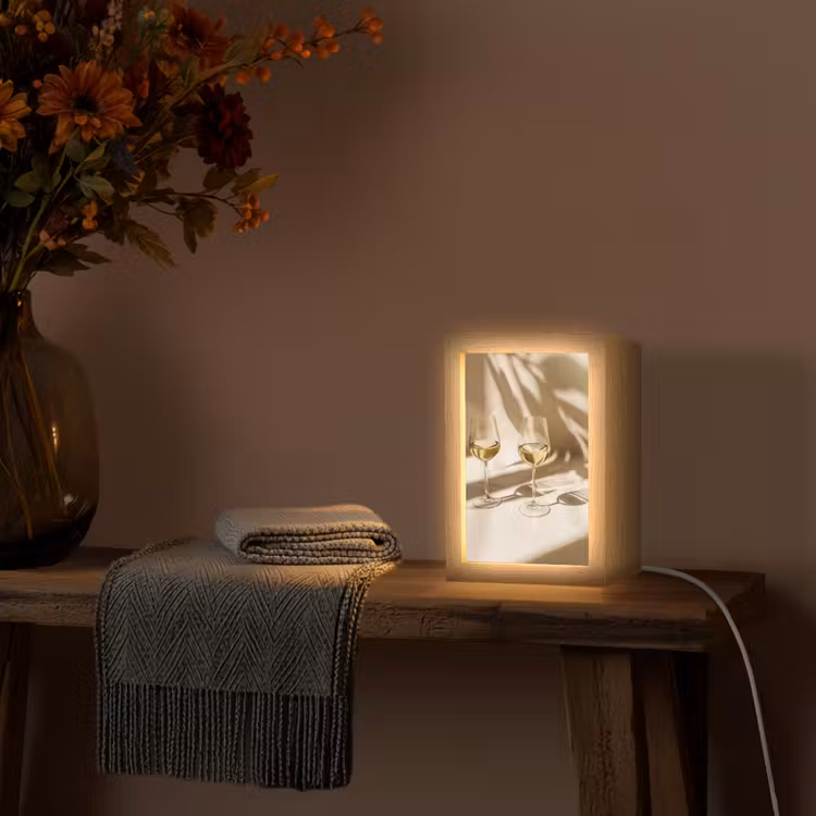 Wijn - Wijnglazen - Wit Light Box met kabel (Tafellamp) klein -sfeer4