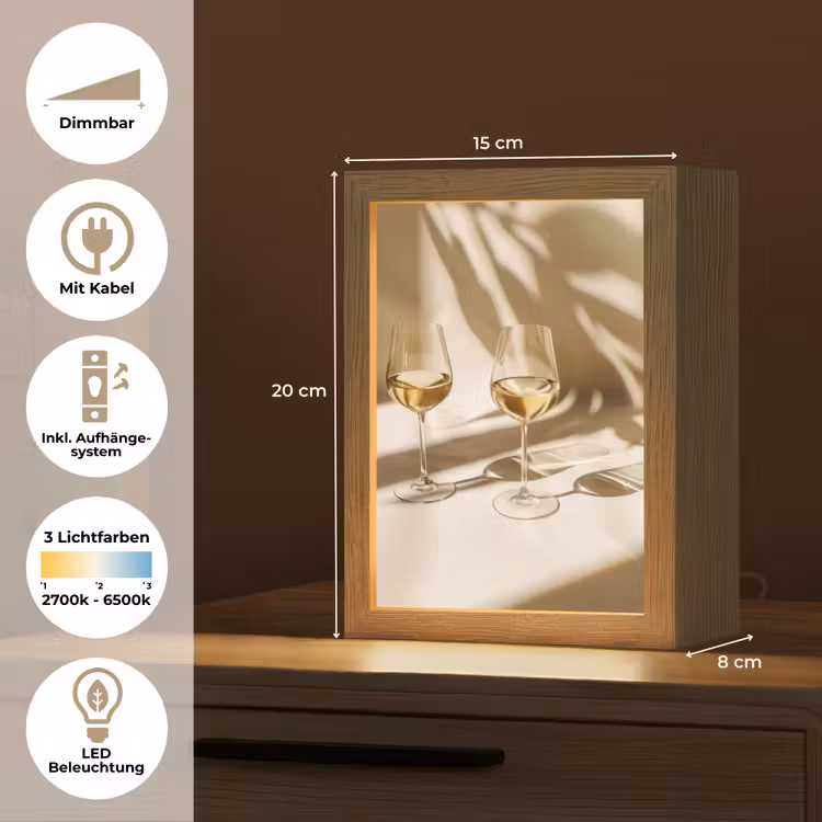 Wijn - Wijnglazen - Wit Light Box met kabel (Tafellamp) klein -USP_DE