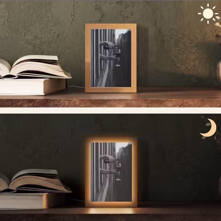 Wijnfles - Glas - Handen - Raam Light Box met kabel (Tafellamp) klein -sfeer3