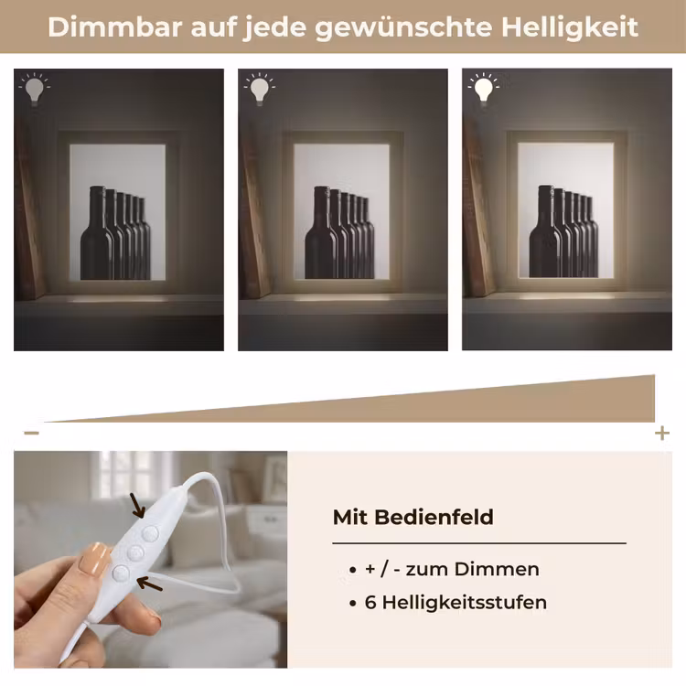 Wijnflessen - Zwart - Minimalistisch Light Box met kabel (Tafellamp) klein -USP_dimbaarDE