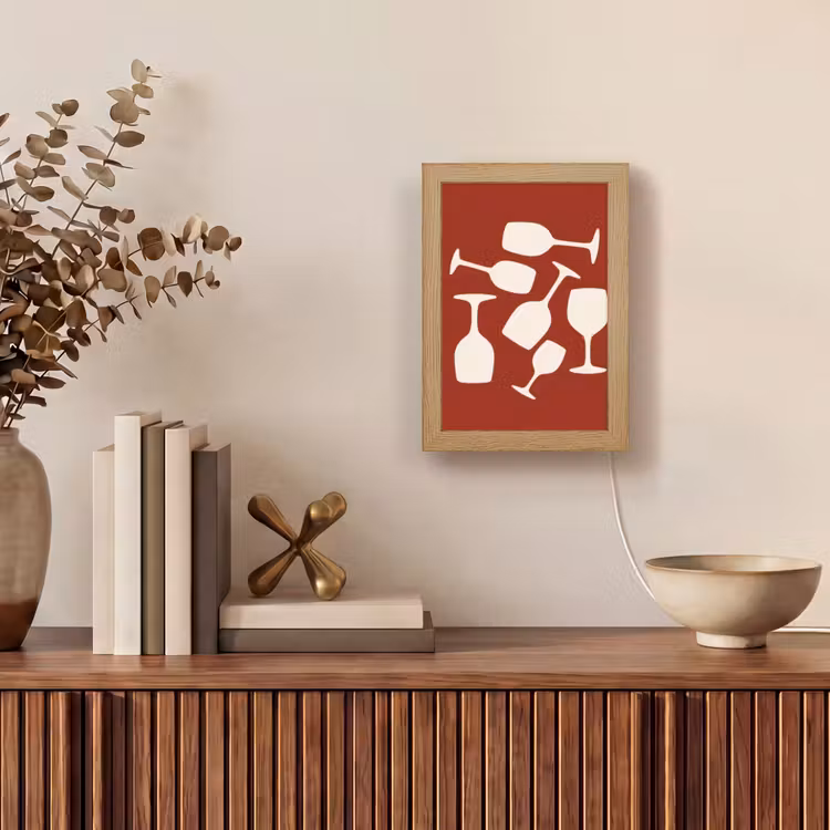 Wijnglazen - Silhouetten - Wit Light Box met kabel (Tafellamp) klein -sfeer2