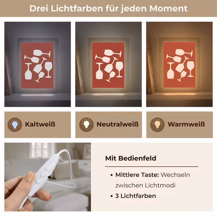 Wijnglazen - Silhouetten - Wit Light Box met kabel (Tafellamp) klein -USP_lichtkleurDE