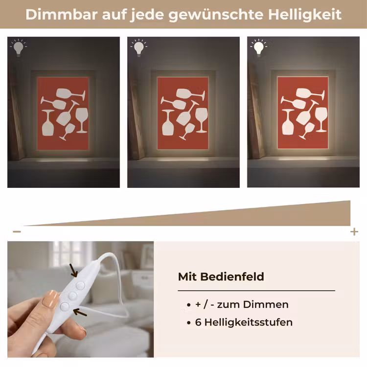 Wijnglazen - Silhouetten - Wit Light Box met kabel (Tafellamp) klein -USP_dimbaarDE