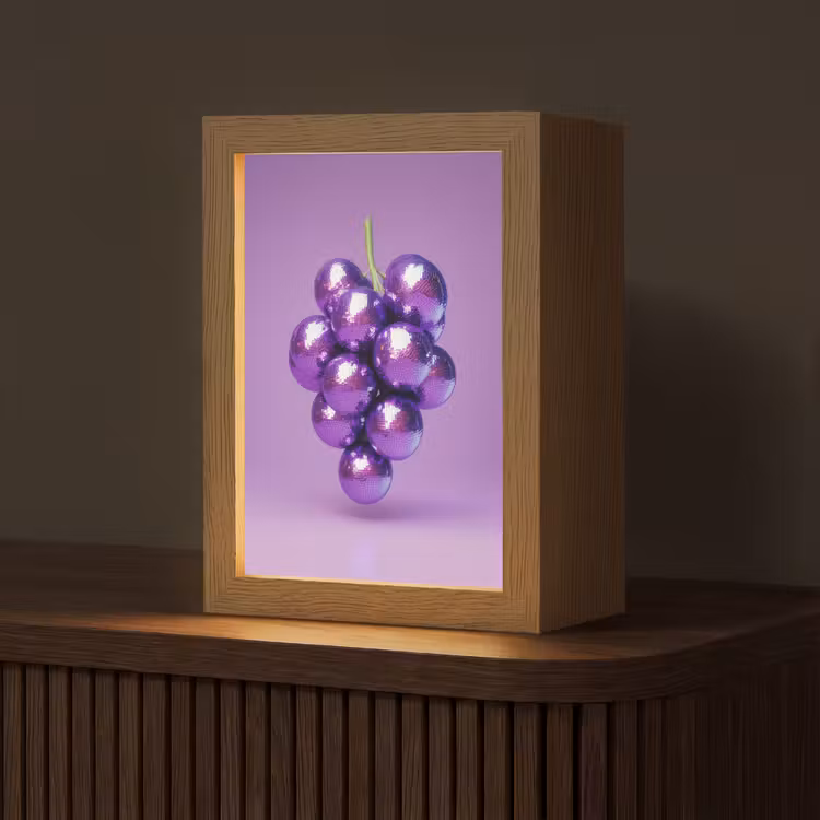 Druif - Disco - Glitter - Paars Light Box met kabel (Tafellamp) klein -z3d_website