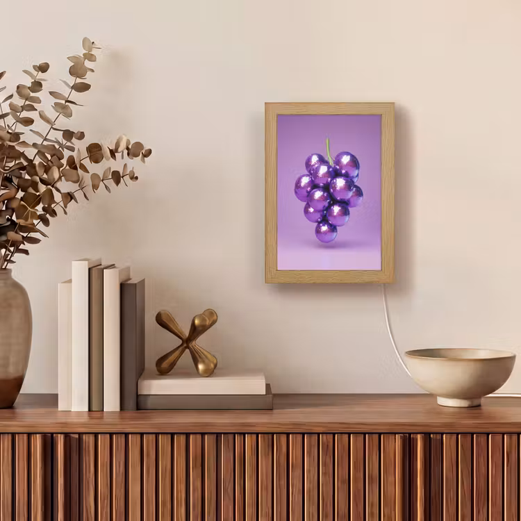 Druif - Disco - Glitter - Paars Light Box met kabel (Tafellamp) klein -sfeer2