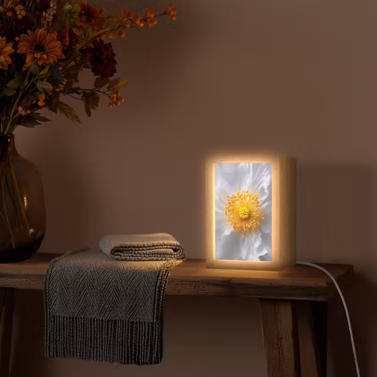 Wit - Bloem - Elegant Light Box met kabel (Tafellamp) klein -sfeer4