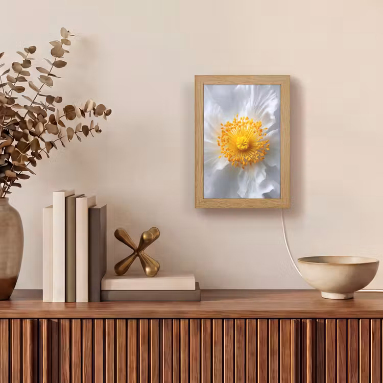 Wit - Bloem - Elegant Light Box met kabel (Tafellamp) klein -sfeer2