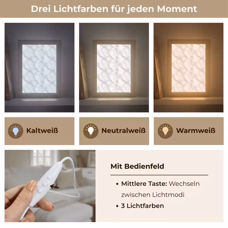 Wit - Marmer - Bruin Light Box met kabel (Tafellamp) klein 925 -USP_lichtkleurDE