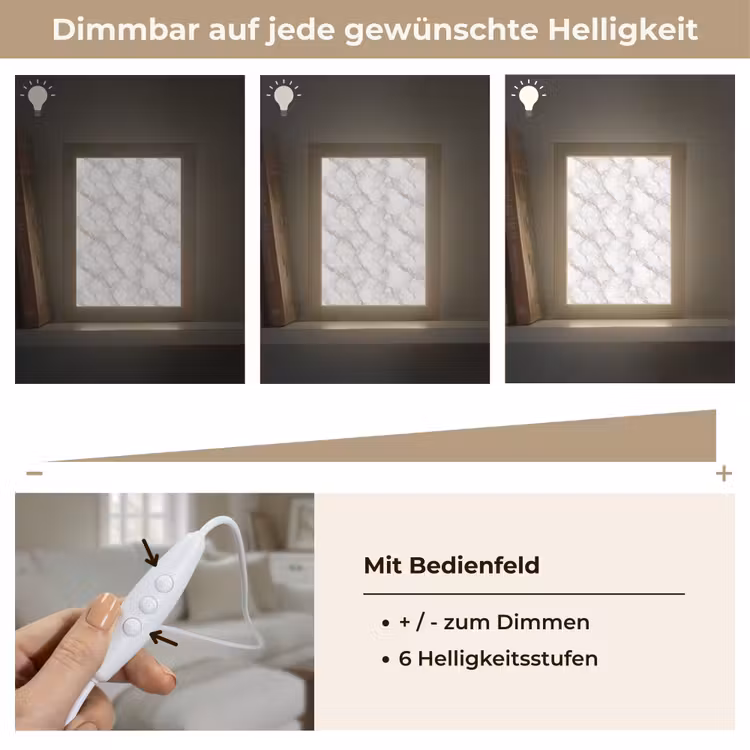 Wit - Marmer - Bruin Light Box met kabel (Tafellamp) klein 925 -USP_dimbaarDE