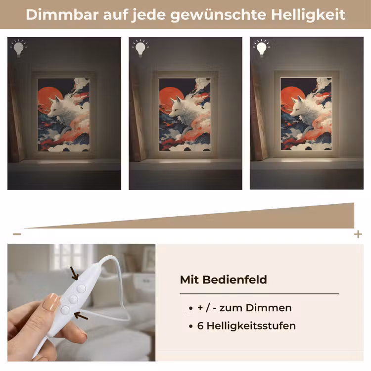 Witte vos - wolken - maan Light Box met kabel (Tafellamp) klein -USP_dimbaarDE