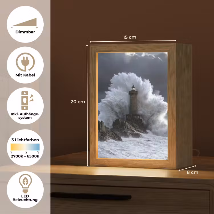 Golf - Vuurtoren - Schuimend water Light Box met kabel (Tafellamp) klein -USP_DE
